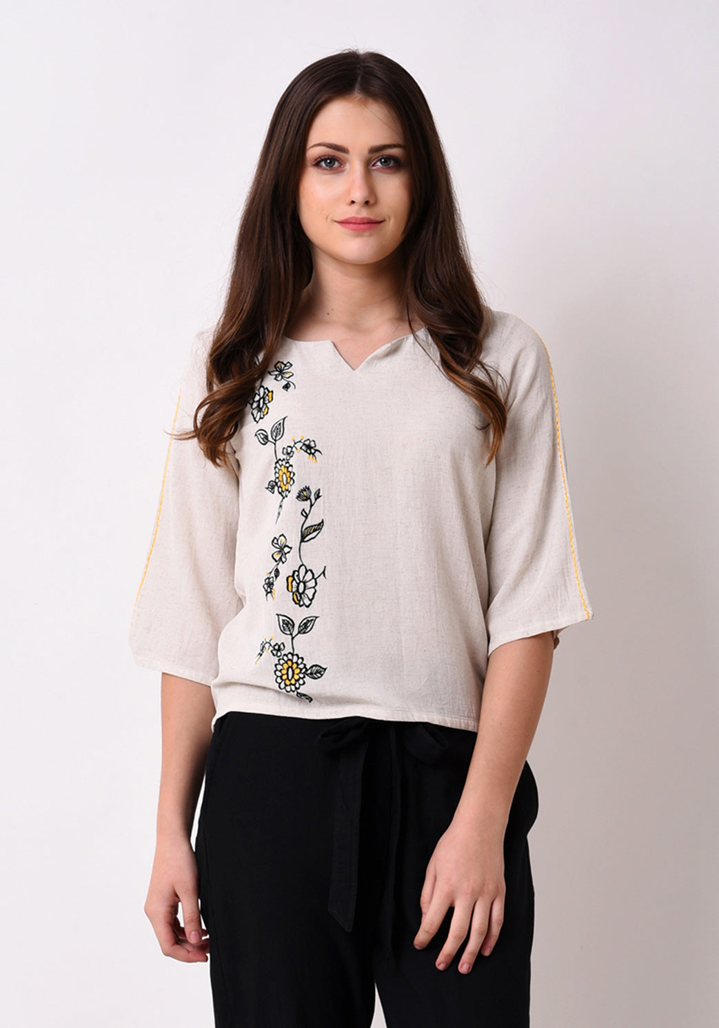 FLORAL EMBROIDERED TOP-View All-TOPS-WOMAN-SALE