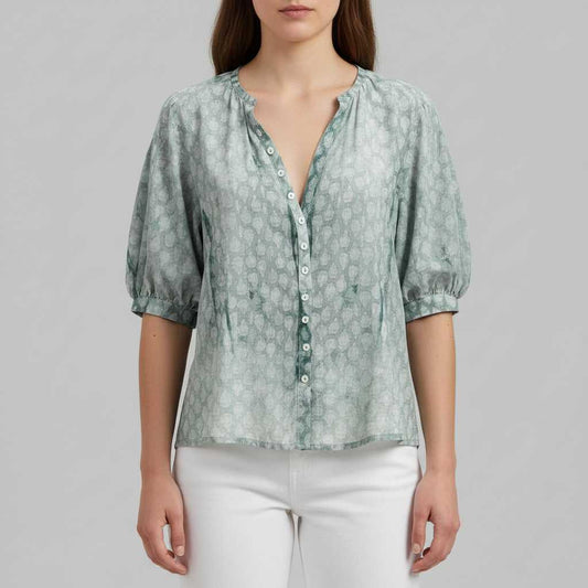Lapel Collar Dot Pattern Blouse | Women's Blouse
