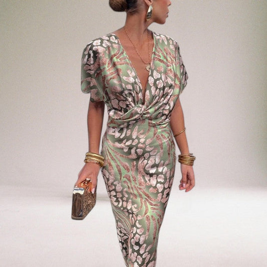 Twisted V-Neck Maxi Dress | Elegant Long Dress for Women 1