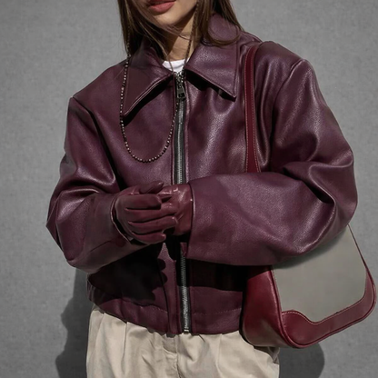 Women's Leather Jacket | Classic Zipper Front Design