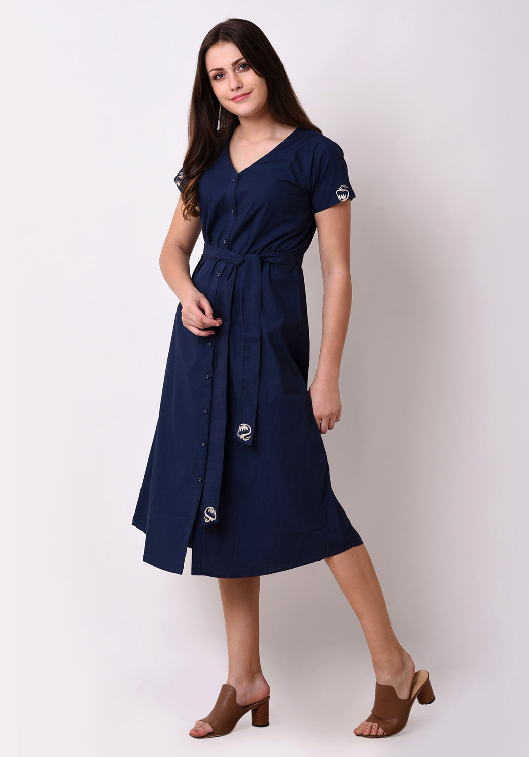 Blue button down sales dress